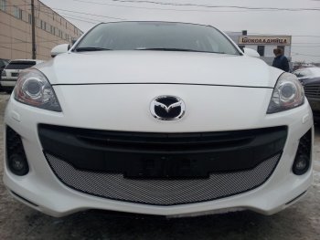 Защитная сетка в бампер (низ, ячейка 3х7 мм) Alfeco Стандарт Mazda (Мазда) 3/Axela (ахелла)  BL (2011-2013) BL рестайлинг седан, рестайлинг, хэтчбэк ()