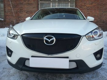 Защитная сетка в бампер (низ, ячейка 3х7 мм) Alfeco Стандарт Mazda (Мазда) CX-5 (ЦХ-5)  KE (2011-2014) KE дорестайлинг ()