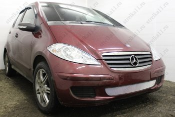 3 899 р. Защитная сетка в бампер (низ, ячейка 3х7 мм) Alfeco Стандарт  Mercedes-Benz A class  W169 (2005-2008) дорестайлинг, хэтчбэк 5 дв. (Хром)  с доставкой в г. Йошкар-Ола. Увеличить фотографию 2