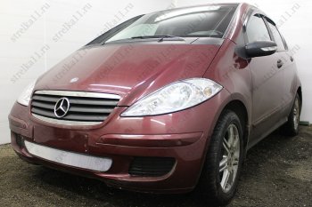 3 899 р. Защитная сетка в бампер (низ, ячейка 3х7 мм) Alfeco Стандарт  Mercedes-Benz A class  W169 (2005-2008) дорестайлинг, хэтчбэк 5 дв. (Хром)  с доставкой в г. Йошкар-Ола. Увеличить фотографию 3