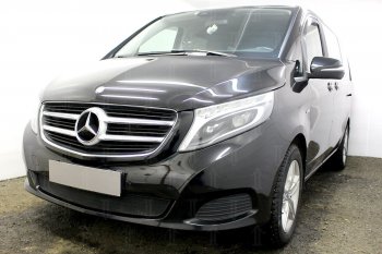 3 779 р. Защитная сетка в бампер (низ, ячейка 3х7 мм) Alfeco Стандарт  Mercedes-Benz Vito  W447 (2015-2020) дорестайлинг (Чёрная)  с доставкой в г. Йошкар-Ола. Увеличить фотографию 2