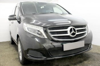 3 779 р. Защитная сетка в бампер (низ, ячейка 3х7 мм) Alfeco Стандарт  Mercedes-Benz Vito  W447 (2015-2020) дорестайлинг (Чёрная)  с доставкой в г. Йошкар-Ола. Увеличить фотографию 3