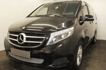 3 899 р. Защитная сетка в бампер (низ, ячейка 3х7 мм) Alfeco Стандарт  Mercedes-Benz Vito  W447 (2015-2020) дорестайлинг (Хром)  с доставкой в г. Йошкар-Ола. Увеличить фотографию 3