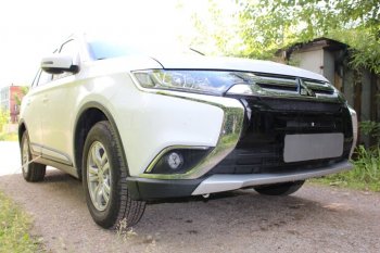 6 999 р. Защитная сетка в бампер (4 части, ячейка 3х7 мм) Alfeco Стандарт Mitsubishi Outlander GF 2-ой рестайлинг (2015-2018) (Чёрная)  с доставкой в г. Йошкар-Ола. Увеличить фотографию 3