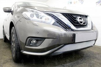 3 699 р. Защитная сетка в бампер (низ, ячейка 3х7 мм) Стрелка11 Стандарт Nissan Murano 3 Z52 дорестайлинг (2015-2022) (Хром)  с доставкой в г. Йошкар-Ола. Увеличить фотографию 3