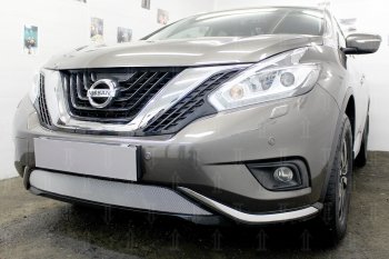 3 699 р. Защитная сетка в бампер (низ, ячейка 3х7 мм) Стрелка11 Стандарт Nissan Murano 3 Z52 дорестайлинг (2015-2022) (Хром)  с доставкой в г. Йошкар-Ола. Увеличить фотографию 4