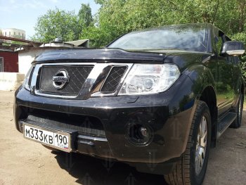 4 099 р. Защитная сетка в бампер (низ, ячейка 3х7 мм) Стрелка11 Стандарт  Nissan Navara  2 D40 - Pathfinder  R51 (Чёрная)  с доставкой в г. Йошкар-Ола. Увеличить фотографию 2