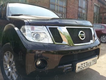 4 099 р. Защитная сетка в бампер (низ, ячейка 3х7 мм) Стрелка11 Стандарт  Nissan Navara  2 D40 - Pathfinder  R51 (Чёрная)  с доставкой в г. Йошкар-Ола. Увеличить фотографию 3