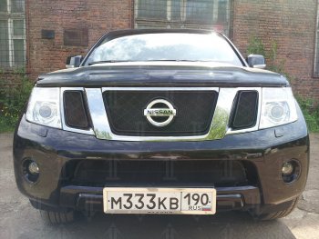 Защитная сетка в бампер (низ, ячейка 3х7 мм) Стрелка11 Стандарт Nissan Navara 2 D40 рестайлинг (2010-2016) ()