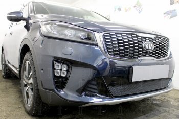 4 199 р. Защитная сетка в бампер (низ, ячейка 4х10 мм) Alfeco Премиум KIA Sorento UM/Prime рестайлинг (2018-2020) (Чёрная)  с доставкой в г. Йошкар-Ола. Увеличить фотографию 3