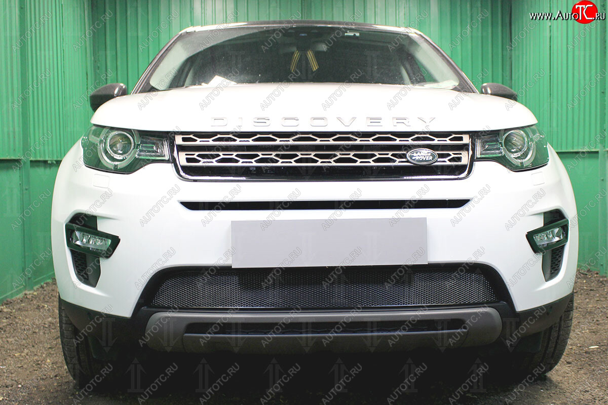 4 499 р. Защитная сетка в бампер (низ, ячейка 4х10 мм) Alfeco Премиум Land Rover Discovery Sport L550 рестайлинг (2019-2025) (Чёрная)  с доставкой в г. Йошкар-Ола