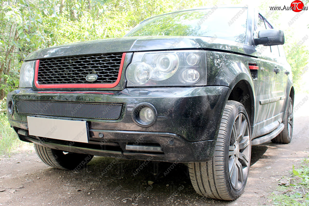 4 499 р. Защитная сетка в бампер (низ, ячейка 4х10 мм) Alfeco Премиум Land Rover Range Rover Sport 1 L320 дорестайлинг (2005-2009) (Чёрная)  с доставкой в г. Йошкар-Ола