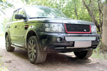 4 599 р. Защитная сетка в бампер (низ, ячейка 4х10 мм) Alfeco Премиум Land Rover Range Rover Sport 1 L320 дорестайлинг (2005-2009) (Хром)  с доставкой в г. Йошкар-Ола. Увеличить фотографию 4