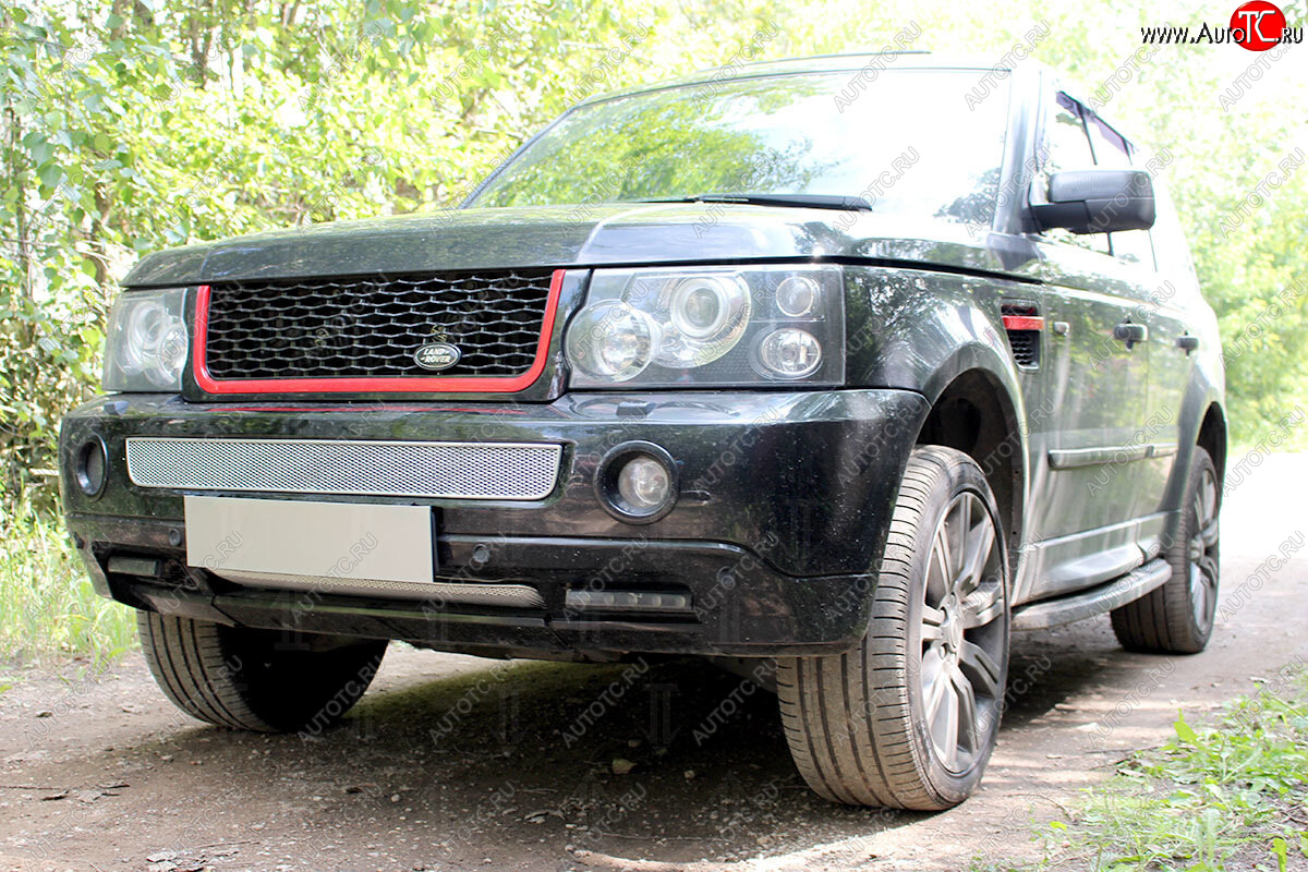 4 599 р. Защитная сетка в бампер (низ, ячейка 4х10 мм) Alfeco Премиум Land Rover Range Rover Sport 1 L320 дорестайлинг (2005-2009) (Хром)  с доставкой в г. Йошкар-Ола