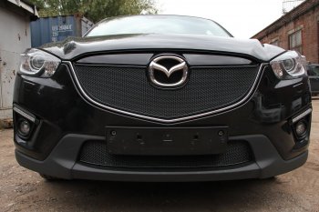 Защитная сетка в бампер (низ, ячейка 4х10 мм) Alfeco Премиум Mazda CX-5 KE дорестайлинг (2011-2014) ()