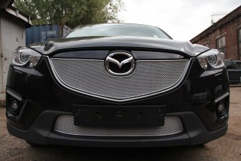 Защитная сетка в бампер (низ, ячейка 4х10 мм) Alfeco Премиум Mazda CX-5 KE дорестайлинг (2011-2014) ()