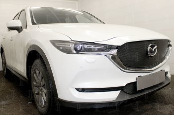 6 299 р. Защитная сетка в бампер (верх, ячейка 4х10 мм) Alfeco Премиум Mazda CX-5 KF (2016-2024) (Чёрная)  с доставкой в г. Йошкар-Ола. Увеличить фотографию 4