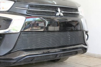 4 999 р. Защитная сетка в бампер (середина, ячейка 4х10 мм) Alfeco Премиум Mitsubishi ASX 2-ой рестайлинг (2017-2020) (Чёрная)  с доставкой в г. Йошкар-Ола. Увеличить фотографию 3