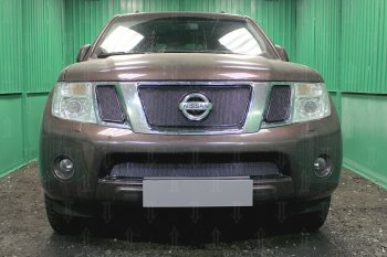 Защитная сетка в бампер (низ, ячейка 4х10 мм) Стрелка11 Премиум Nissan Navara 2 D40 рестайлинг (2010-2016) ()