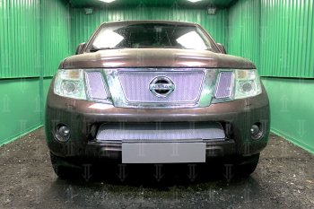 Защитная сетка в бампер (низ, ячейка 4х10 мм) Стрелка11 Премиум Nissan Pathfinder R51 рестайлинг (2009-2014) ()