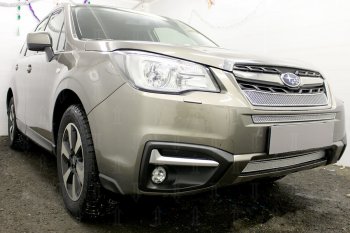 3 999 р. Защитная сетка в бампер (низ, ячейка 4х10 мм) Стрелка11 Премиум Subaru Forester SJ рестайлинг (2016-2019) (Хром)  с доставкой в г. Йошкар-Ола. Увеличить фотографию 2