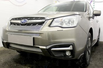 3 999 р. Защитная сетка в бампер (низ, ячейка 4х10 мм) Стрелка11 Премиум Subaru Forester SJ рестайлинг (2016-2019) (Хром)  с доставкой в г. Йошкар-Ола. Увеличить фотографию 3