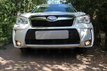 Защитная сетка в бампер (низ, US Version, ячейка 4х10 мм) Стрелка11 Премиум Subaru Forester SJ дорестайлинг (2012-2016) ()