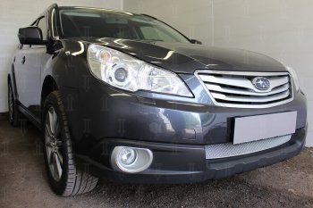 4 199 р. Защитная сетка в бампер (низ, ячейка 4х10 мм) Стрелка11 Премиум Subaru Outback BR/B14 дорестайлинг универсал (2009-2013) (Хром)  с доставкой в г. Йошкар-Ола. Увеличить фотографию 4