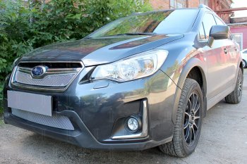 4 299 р. Защитная сетка в бампер (низ, ячейка 4х10 мм) Стрелка11 Премиум  Subaru XV  GP/G33 (2016-2017) рестайлинг (Хром)  с доставкой в г. Йошкар-Ола. Увеличить фотографию 1