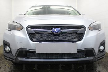 Защитная сетка в бампер (низ, ячейка 4х10 мм) Стрелка11 Премиум Subaru XV GT/G24 дорестайлинг (2017-2021)  (Чёрная)