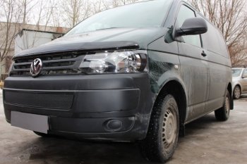 4 199 р. Защитная сетка в бампер (низ, ячейка 4х10 мм) Стрелка11 Премиум Volkswagen Transporter T5 рестайлинг (2009-2015) (Чёрная)  с доставкой в г. Йошкар-Ола. Увеличить фотографию 3