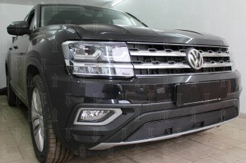 4 549 р. Защитная сетка в бампер (низ, ячейка 4х10 мм) Стрелка11 Премиум Volkswagen Teramont CA1 дорестайлинг (2016-2020) (Чёрная)  с доставкой в г. Йошкар-Ола. Увеличить фотографию 3