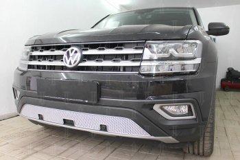 4 649 р. Защитная сетка в бампер (низ, ячейка 4х10 мм) Стрелка11 Премиум Volkswagen Teramont CA1 дорестайлинг (2016-2020) (Хром)  с доставкой в г. Йошкар-Ола. Увеличить фотографию 4