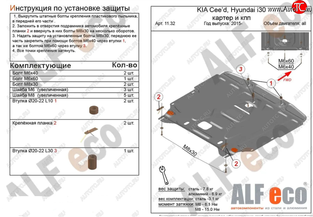 4 999 р. Защита картера двигателя и КПП Alfeco KIA Cerato 4 BD дорестайлинг седан (2018-2021) (Сталь 2 мм)  с доставкой в г. Йошкар-Ола