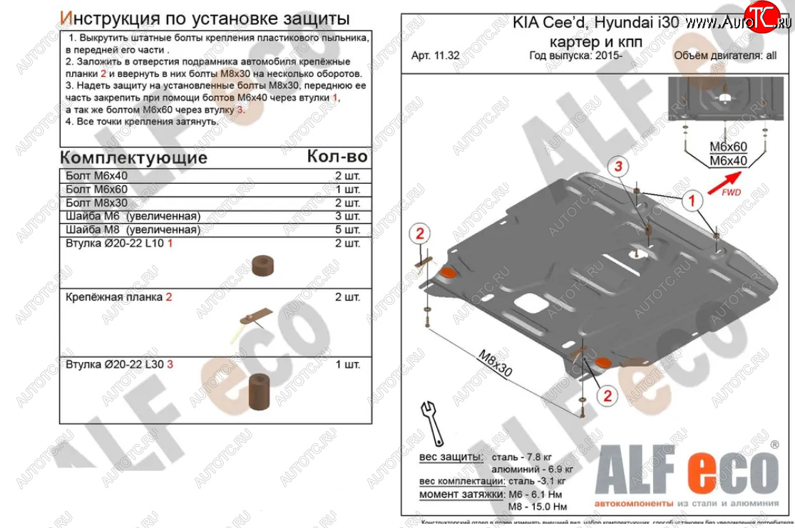 13 199 р. Защита картера двигателя и КПП Alfeco  KIA Cerato  3 YD (2016-2019) рестайлинг седан (Алюминий 3 мм)  с доставкой в г. Йошкар-Ола