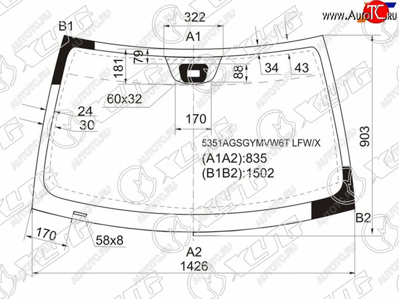 8 699 р. Стекло лобовое (Датчик дождя) XYG Mercedes-Benz C-Class S203 дорестайлинг универсал (2001-2004)  с доставкой в г. Йошкар-Ола