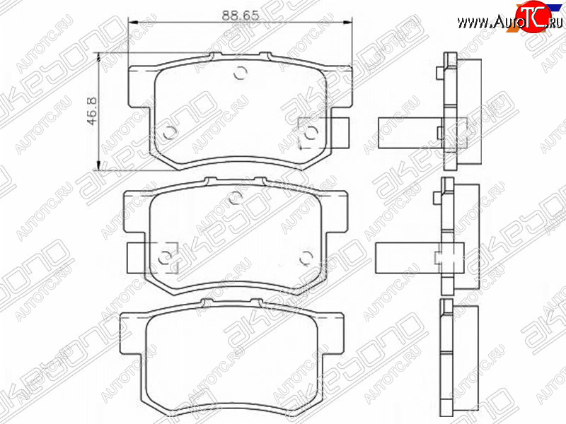 3 199 р. Задние колодки тормозные AKEBONO  Honda CR-V  RD4,RD5,RD6,RD7,RD9  - Stream ( 1 RN1,RN3,  1 RN2,RN4, RN1, RN3, RN5)  с доставкой в г. Йошкар-Ола