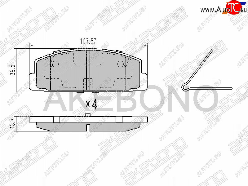 2 399 р. Задние тормозные колодки AKEBONO Mazda Premacy (1999-2004)  с доставкой в г. Йошкар-Ола