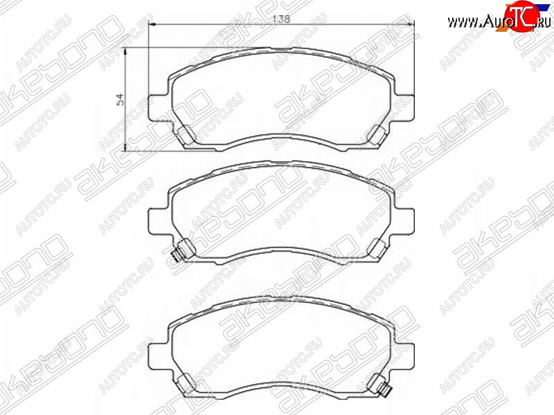 2 499 р. Колодки тормозные AKEBONO (передние)  Subaru Impreza  GF - Legacy ( BD/B11,  BH/BE12)  с доставкой в г. Йошкар-Ола