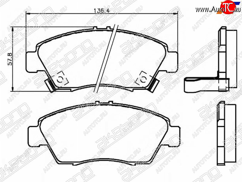 2 099 р. Колодки тормозные AKEBONO (передние)  Honda Civic ( ES,  EU,  EP) - Fit  1  с доставкой в г. Йошкар-Ола