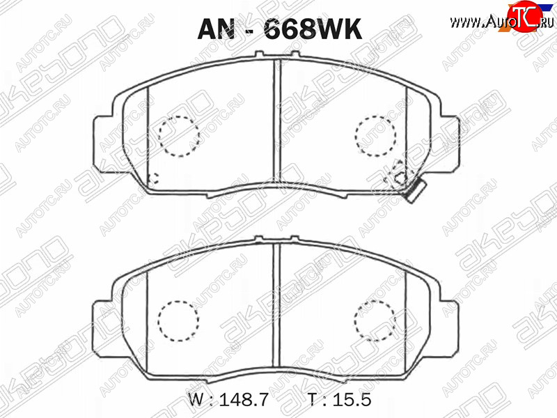 3 699 р. Колодки тормозные AKEBONO (передние)  Honda Accord  CU (2008-2013) седан дорестайлинг, седан рестайлинг  с доставкой в г. Йошкар-Ола