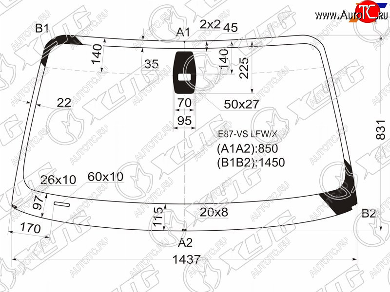 6 599 р. Стекло лобовое (Датчик дождя) BMW XYG  BMW 1 серия ( E87,  E82,  E81) (2004-2013) хэтчбэк 5 дв. дорестайлинг, купе 1-ый рестайлинг, хэтчбэк 3 дв. рестайлинг, хэтчбэк 5 дв. рестайлинг, купе 2-ой рестайлинг  с доставкой в г. Йошкар-Ола