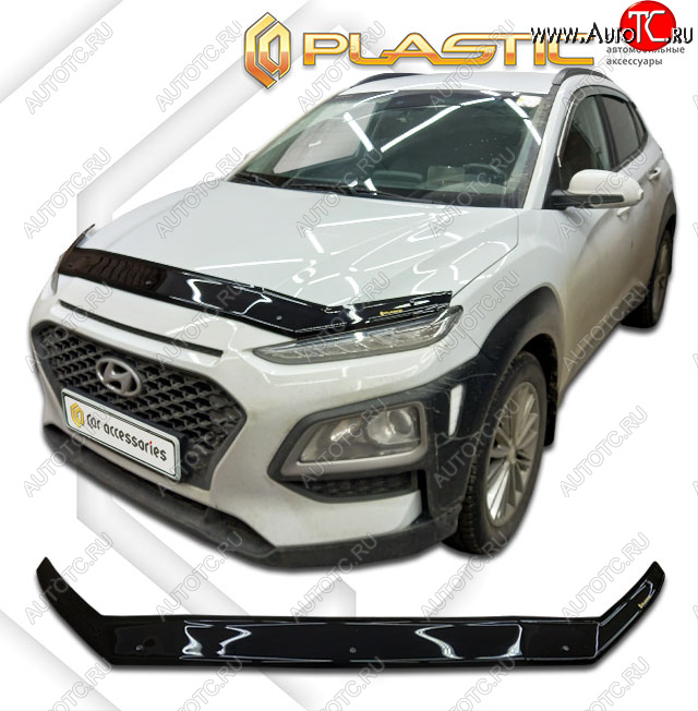 2 099 р. Дефлектор капота CA-Plastic  Hyundai Kona  OS (2017-2021) дорестайлинг (classic черный, без надписи)  с доставкой в г. Йошкар-Ола