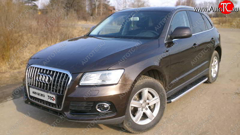 20 899 р. Алюминиевые порожки для ног с пластиковой накладкой TCC Tюнинг Audi Q5 8R рестайлинг (2012-2017) (серый)  с доставкой в г. Йошкар-Ола