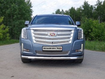 39 749 р. Защита переднего бампера нижняя с ДХО 76,1 мм ТСС Тюнинг Cadillac Escalade GMTK2 джип 5 дв. короткая база (2015-2020) (нержавейка)  с доставкой в г. Йошкар-Ола. Увеличить фотографию 1