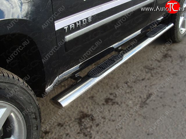 44 949 р. Пороги овальные с накладкой 120x60 мм ТСС Тюнинг  Chevrolet Tahoe  GMT900 (2006-2013) 5 дв. (серые)  с доставкой в г. Йошкар-Ола