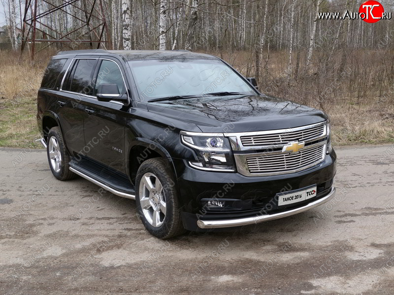 24 949 р. Защита переднего бампера нижняя 76,1 мм ТСС Тюнинг  Chevrolet Tahoe  GMT900 (2006-2013) 5 дв. (нержавейка)  с доставкой в г. Йошкар-Ола