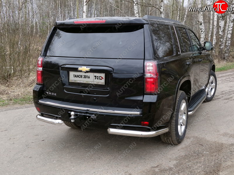 21 799 р. Защита задняя (уголки, нержавейка 76,1 мм) ТСС Тюнинг Chevrolet Tahoe K2UC (2014-2021)  с доставкой в г. Йошкар-Ола