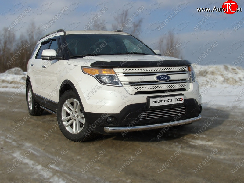 21 799 р. Защита переднего бампера нижняя 76,1 мм ТСС Тюнинг Ford Explorer U502 дорестайлинг (2010-2016) (нержавейка)  с доставкой в г. Йошкар-Ола