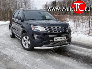 21 799 р. Защита переднего бампера нижняя 76,1 мм ТСС Тюнинг Ford Explorer U502 1-ый рестайлинг, 5 дв. (2015-2018) (нержавейка)  с доставкой в г. Йошкар-Ола